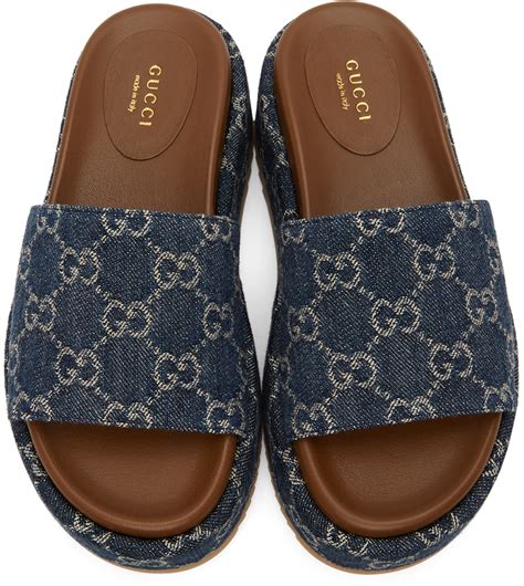 gucci platform slippers|gucci denim platform sandals.